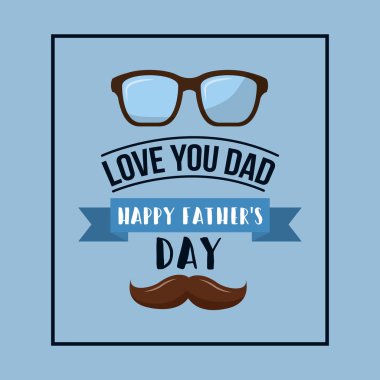 mutlu Babalar günü Baba bıyık gözlük kart kutlama seviyorum