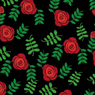 Dikişsiz desen nakış moda gül çiçek baskı tasarımı