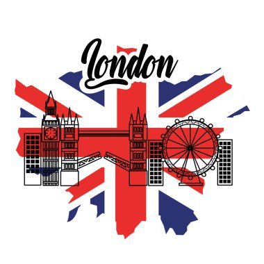 Londra İngiltere'de toruism seyahat dönüm noktası sembolü bayrak
