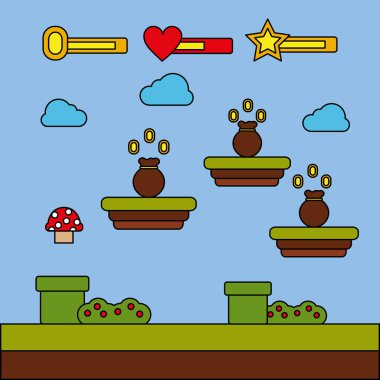 para çantası simgesini video oyun seviyesi ilerleme eğlence