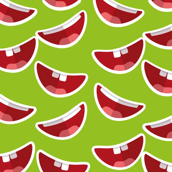 Happy mouth teeths funny fools day decoration pattern — Stock Vector