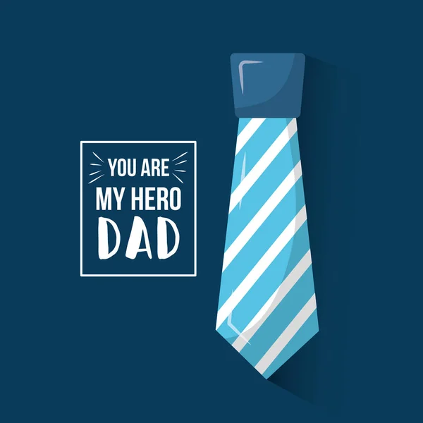 Você é o meu herói pai cartão de saudação com gravata listrada — Vetor de Stock