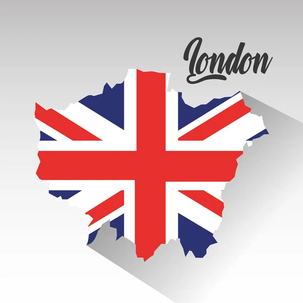 Londen kaart met Engeland vlag binnen — Stockvector