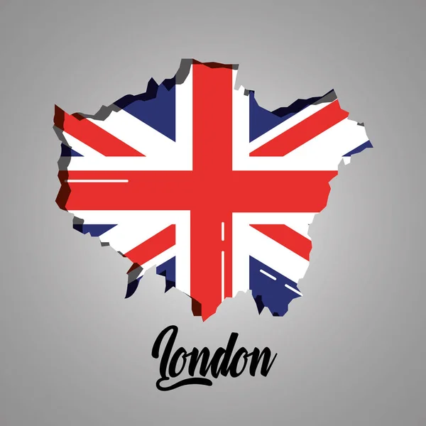 Mapa de Londres com bandeira da Inglaterra dentro —  Vetores de Stock