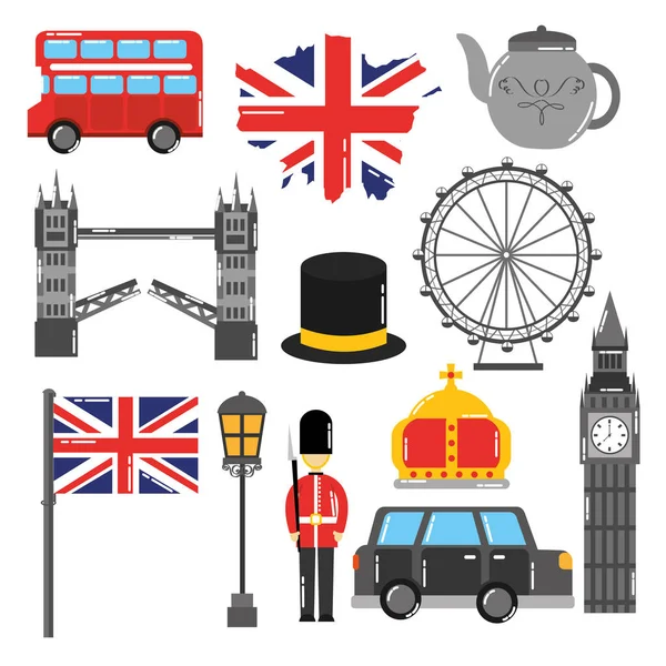 London england toruism travel landmark symbol — Stock Vector