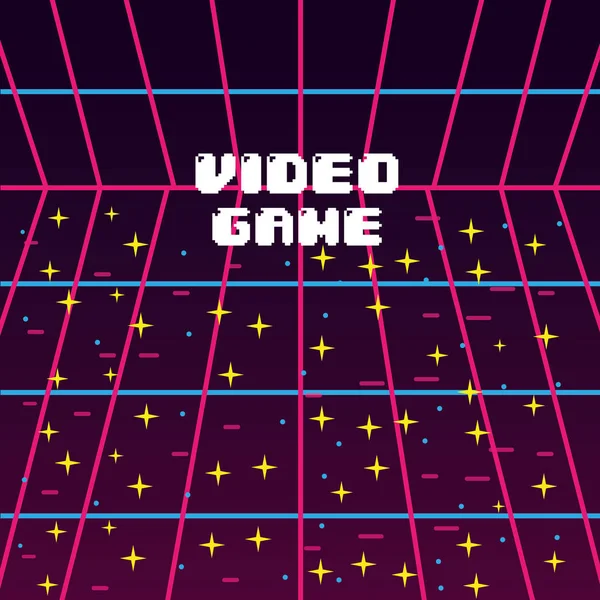 Video game star screen vintage image — Stock Vector