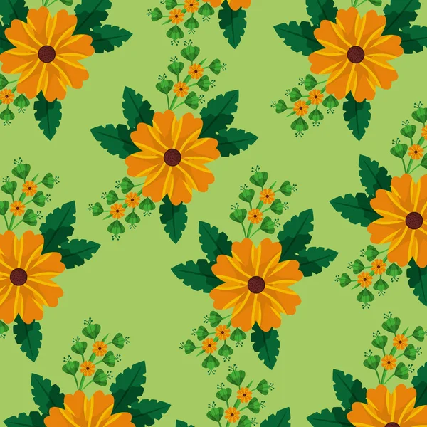 Φυσικό floral λουλούδι φύλλα μοτίβο διακόσμηση — Διανυσματικό Αρχείο