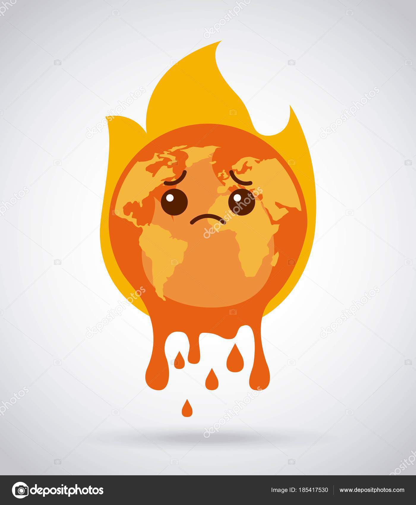 Cartoon Earth On Fire Melting Cartoon Planet Earth Burning