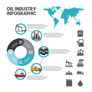 Petrol sanayi Infographic öğelerine grafik diyagramı ve grafikler küresel petrol üretim