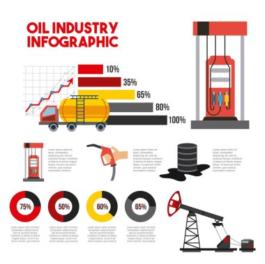 Petrol sanayi Infographic taşıma istasyonu gaz varil üretim