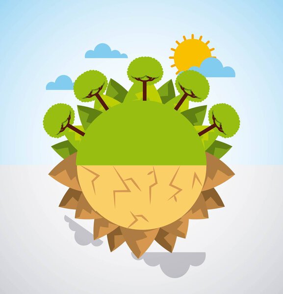 Земля разделила зеленый ландшафт и пустыню
