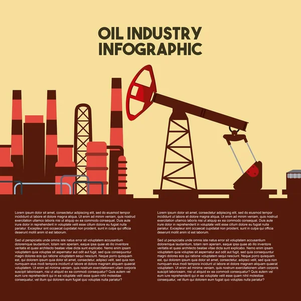 Fábrica de productividad infográfica de la industria petrolera — Archivo Imágenes Vectoriales