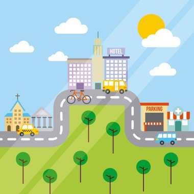 Şehir binaları yol kentsel sokak manzarası