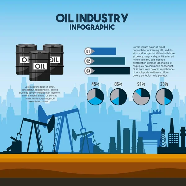 Diagramas de extração de bomba infográfica da indústria petrolífera —  Vetores de Stock