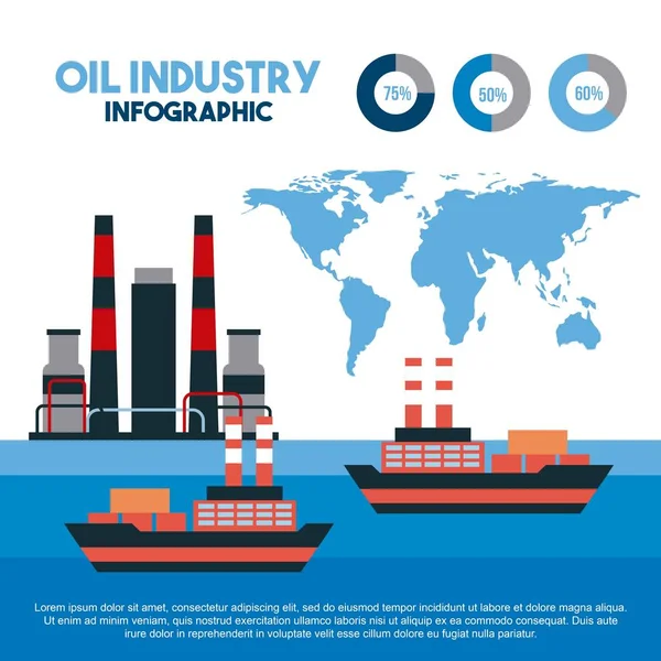 Ölindustrie Infografik Transport Logistik Seefracht — Stockvektor