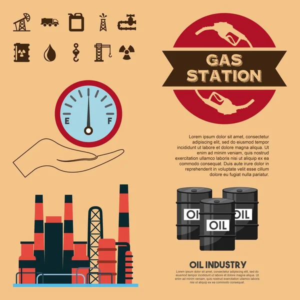 Olie industrie benzinestation trasnport fabriek business — Stockvector