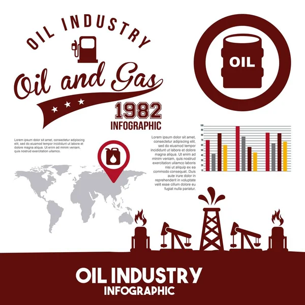 Indústria petrolífera infográfico bomba de gás mapa informações retro —  Vetores de Stock