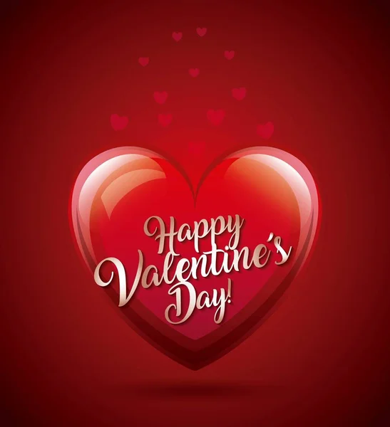 幸せなバレンタインデー カード素敵な輝く心 — ストックベクタ