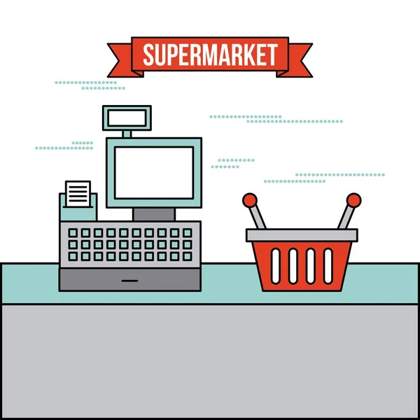 Loja de cesta de caixa de supermercado — Vetor de Stock