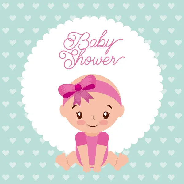 Diadem 弓ピンク デザイン背景を持つシャワー女の赤ちゃん — ストックベクタ