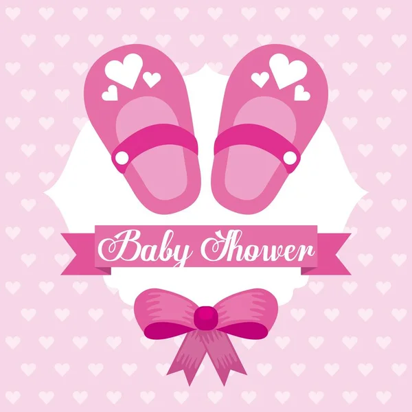 Baby Dusch-kort tjej sko båge firande — Stock vektor