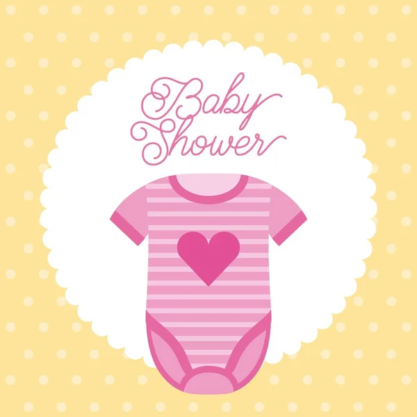 婴儿沐浴粉红色衣服心装饰请柬 — 图库矢量图片
