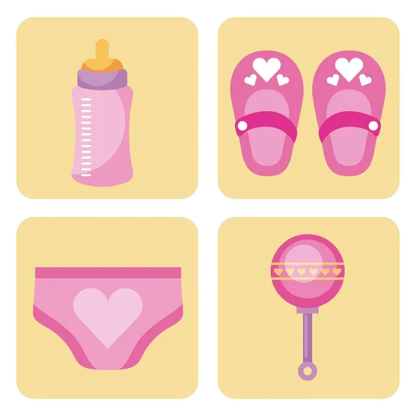 Elementos de design bonito para chuveiro do bebê — Vetor de Stock