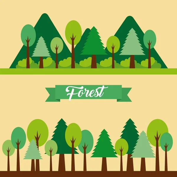 Лісовий пейзаж природне гірське дерево — стоковий вектор