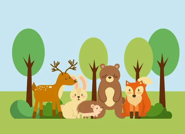 Natuurlijke bos en dieren wildlife — Stockvector