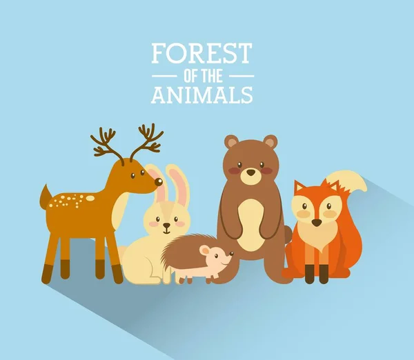 森林和动物野生动物自然 — 图库矢量图片