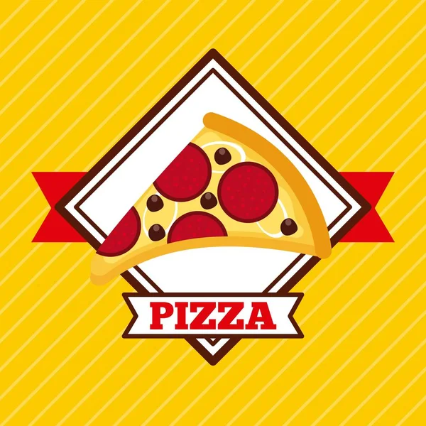 Fast food pizza restaurante pepperoni queijo saboroso —  Vetores de Stock