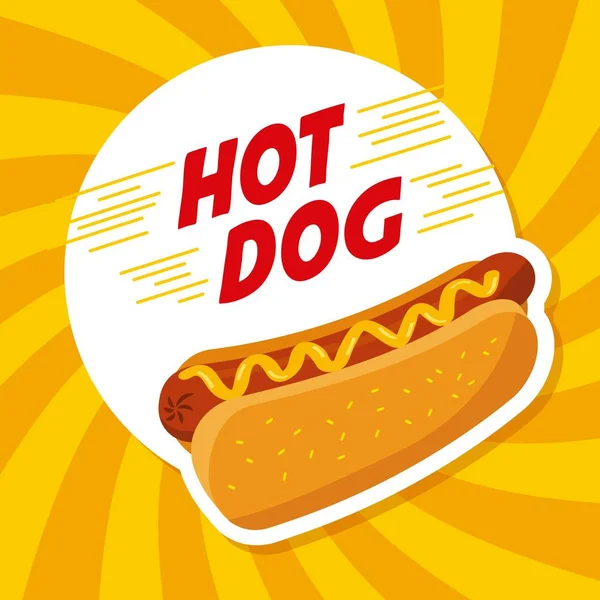 Hot dog comida rápida mostaza delicioso — Vector de stock