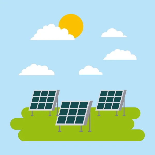 Solar energy panel for ecology concept — Stock Vector