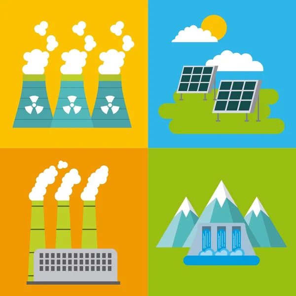 Az ikonok, ökológiai környezet megújuló energiák természetvédelmi — Stock Vector