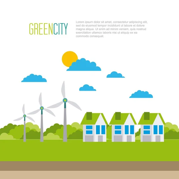 Зеленый город экология энергетической среды — стоковый вектор
