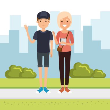 cityscape karakter çift