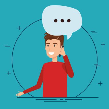 genç adamla konuşma balonu