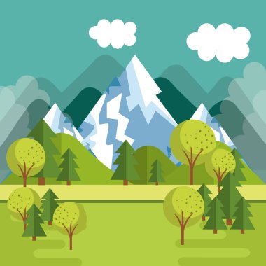 dağlar sahne ile manzara