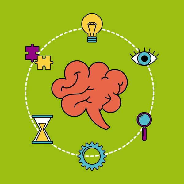 Ανθρώπινος εγκέφαλος δημιουργικότητα ιδέες επαγγελματίες σκέφτονται — Διανυσματικό Αρχείο