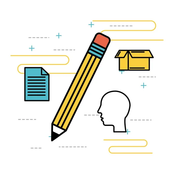 Idea pencil study creative paper head — Stock Vector
