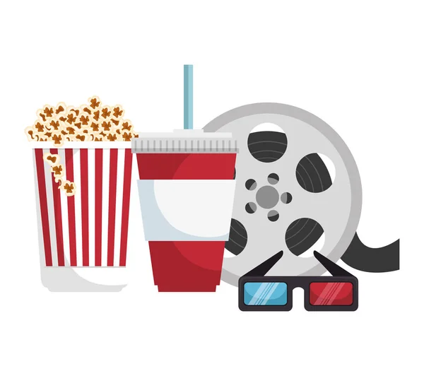 Kino zábavní prvky ikony — Stockový vektor