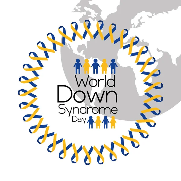 World down syndrome day globe people awareness symbol — Stock Vector