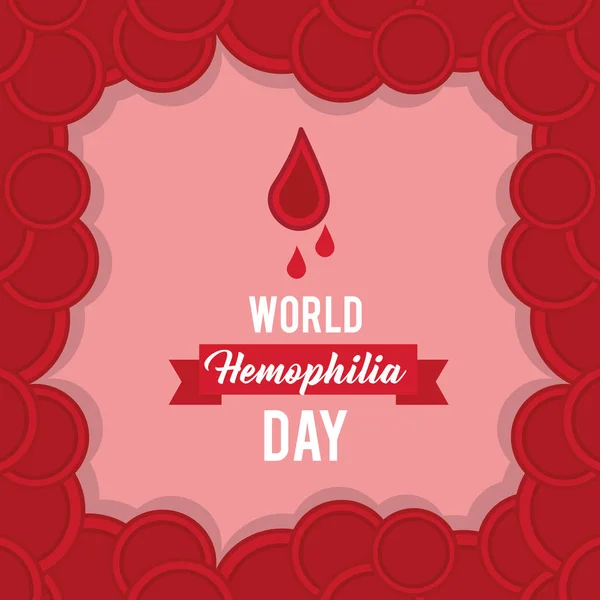 Cartão de dia mundial de hemofilia com plasma sanguíneo — Vetor de Stock