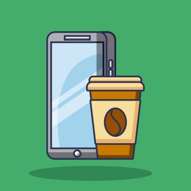 cep telefonu gadget ve kağıt kahve fincanı