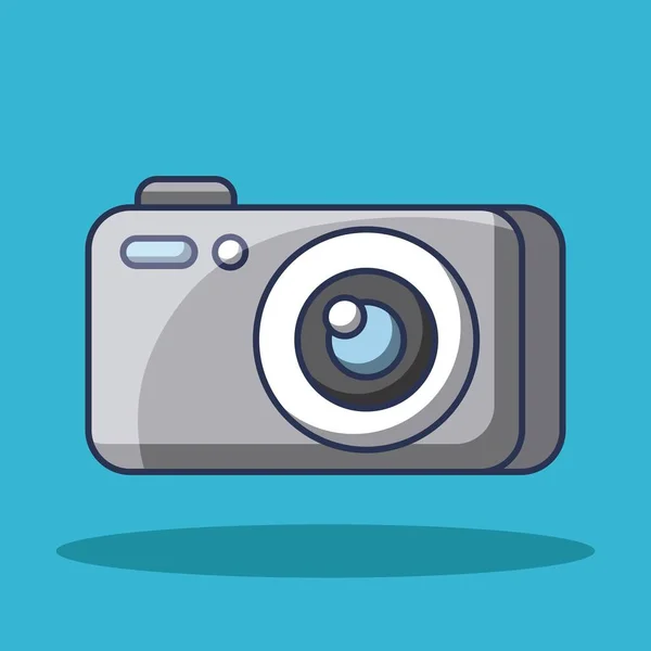 Desenho animado foto câmera dispositivo tecnologia lente flash botão —  Vetores de Stock