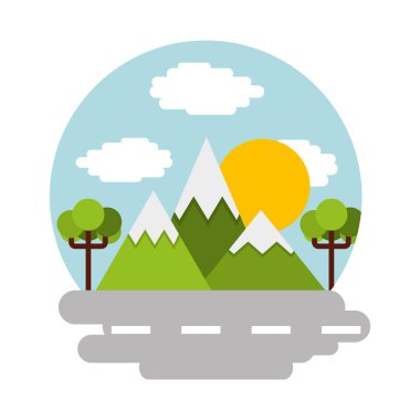 dağlar yol ağacı gökyüzü güneş bulut sahne