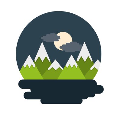 dağlar gece ay bulut sahne manzara