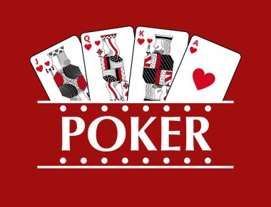 dört iskambil kartları poker afiş Kalpler