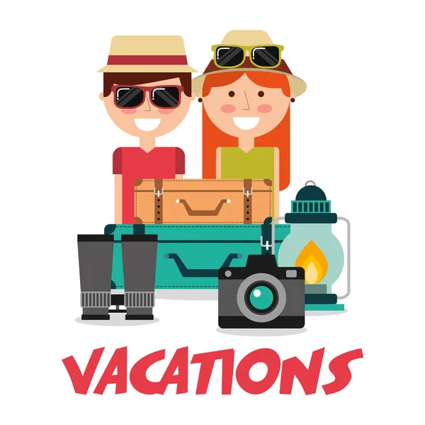Insanlar tatil ekipman seyahat — Stok Vektör