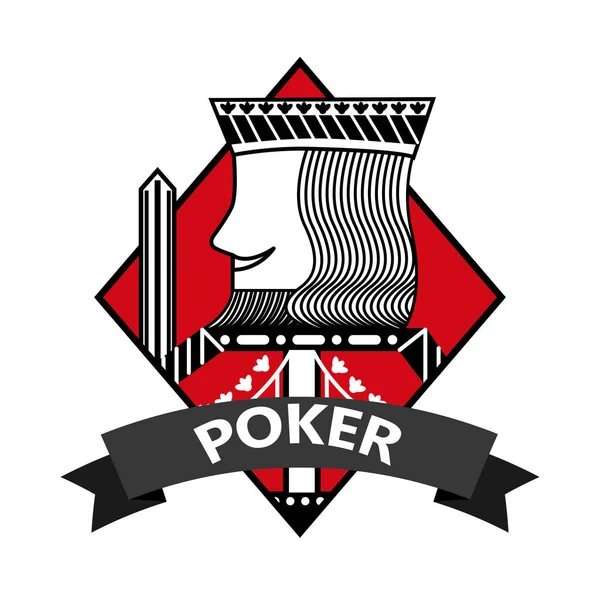 King of diamond card poker ribbon symbol — Stock Vector